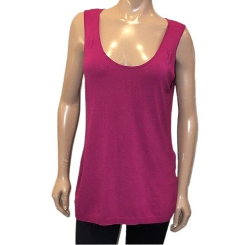 Tribal Knit Top Sleeveless Sweater Tank Magenta Berry Tunic Size Large